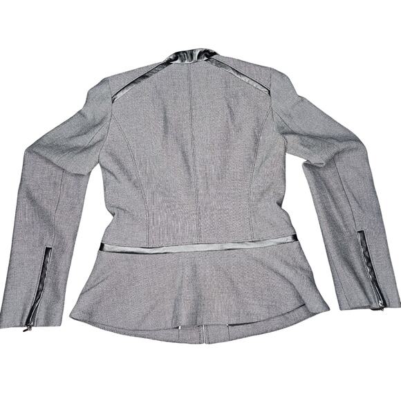 WHBM WHITE HOUSE BLACK MARKET SIZE 00 Zip up BLAZER JACKET GRAY/ BLACK - Picture 3 of 6